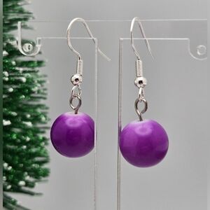 ✨2/$10✨ Handmade Purple Bead Dangle Earrings Sterling Silver French Hooks